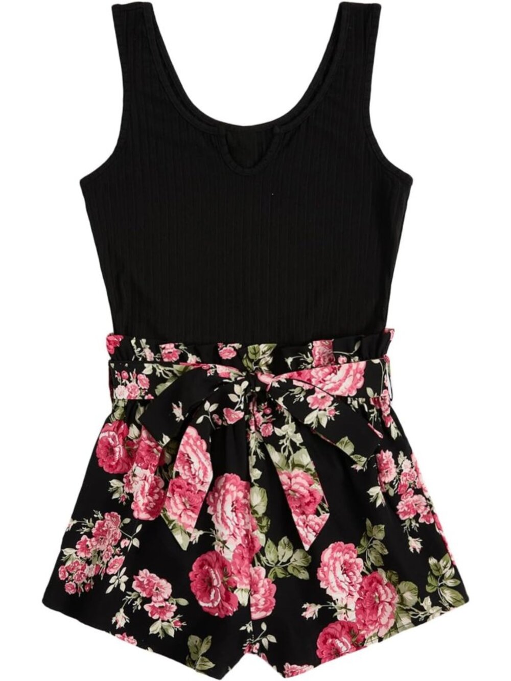 Summer Sleeveless Belted Tank Romper | Casual Short Jumpsuit for Women